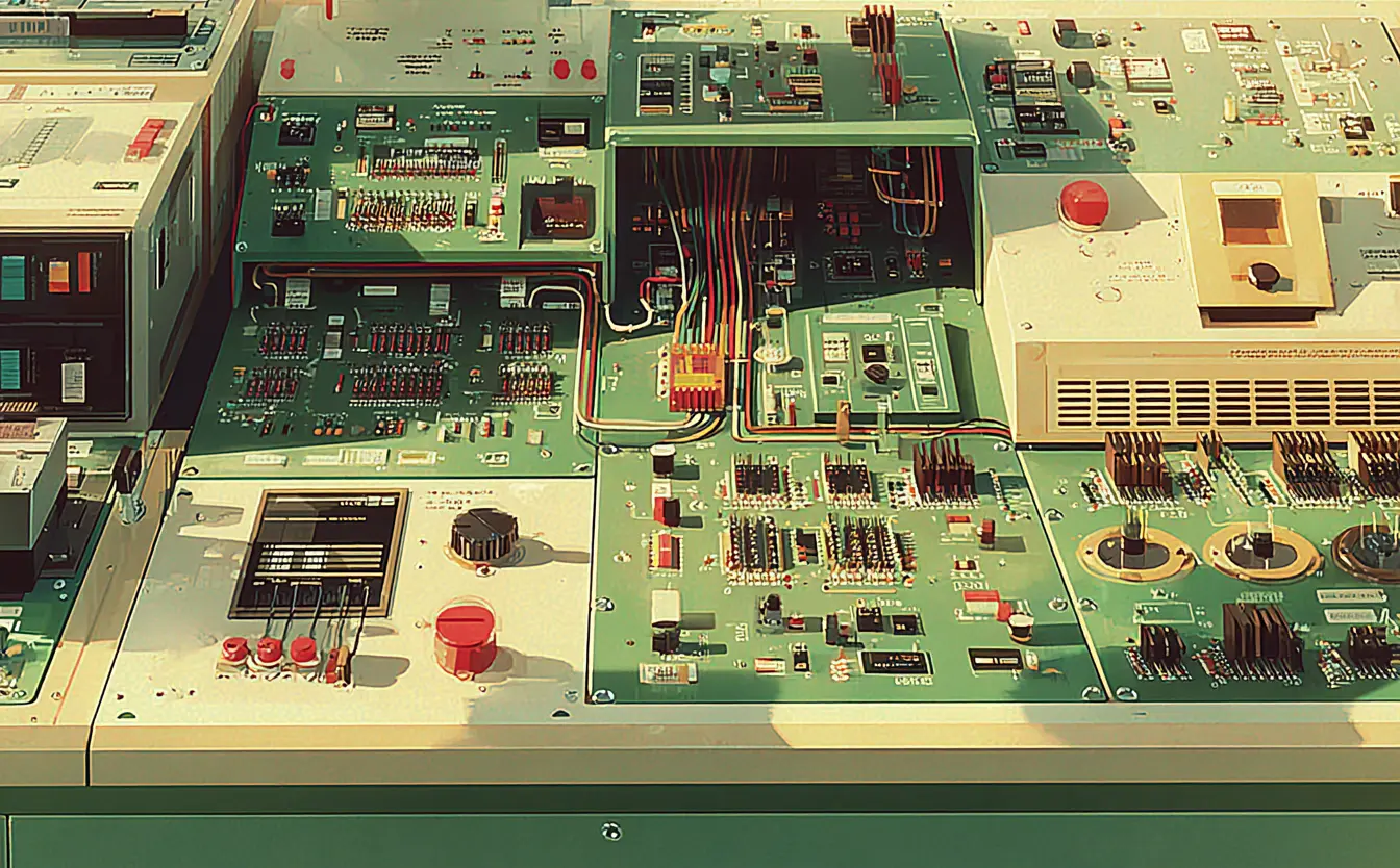 vintage analog motherboard and control panel.