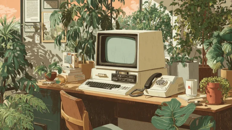 Retro computer on a desk.