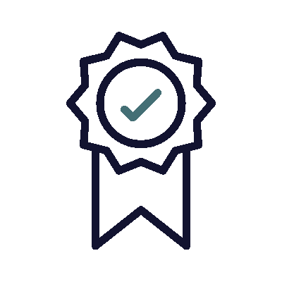 Animated icon: A ribbon with a checkmark in the middle.