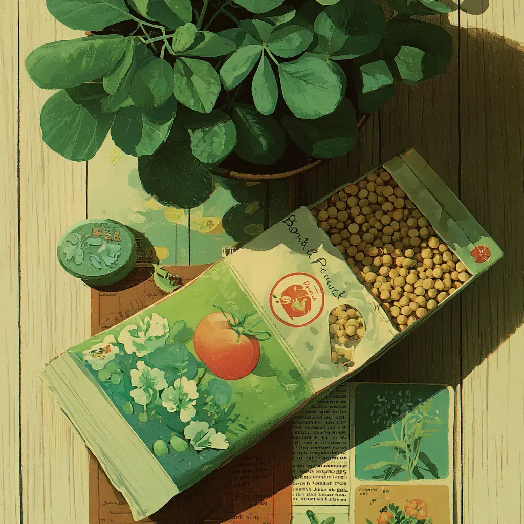 A illustration of a vintage box of seeds.