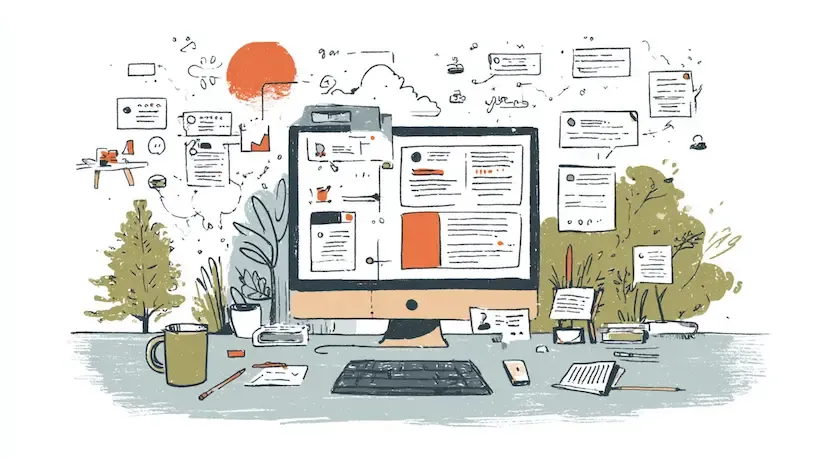 Computer with comments illustration